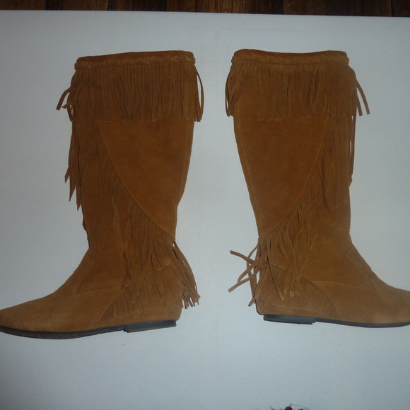 Sam Edelman Utah Fringe Tan Boots Moccasubs Pull On - Picture 3 of 8